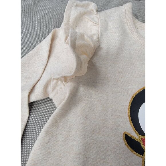 Girls Carters Beige Penguin Long Sleeve Bodysuit‎ With Ruffles & Snaps - Picture 4 of 7
